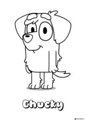 Chucky Character Coloring Page with Floppy Ears and Smile