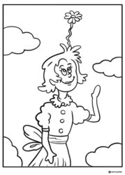 Cindy Lou Who with Flower Coloring Page