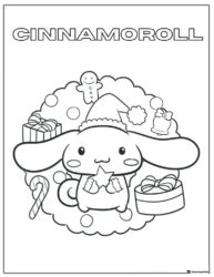 Cinnamoroll Christmas Holiday Coloring Page 1