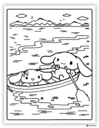 Cinnamoroll Coloring Page Boating on Lake