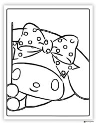 Cinnamoroll Coloring Page Close up with Polka Dot Bow