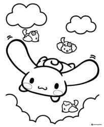 Cinnamoroll Coloring Page Flying with Birds