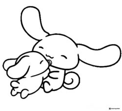 Cinnamoroll Coloring Page Kissing a Small Puppy