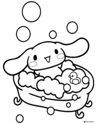 Cinnamoroll Coloring Page Taking a Bubble Bath