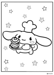 Cinnamoroll Coloring Page as Chef Holding Pancakes