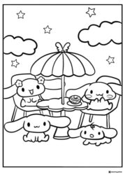 Cinnamoroll Coloring Page at Table with Friends