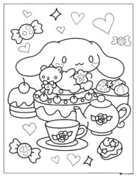 Cinnamoroll Coloring Page at a Tea Party