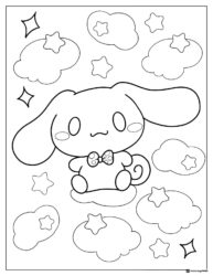 Cinnamoroll Coloring Page on Cloud with Stars