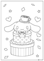 Cinnamoroll Coloring Page on Stacked Gifts