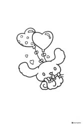Cinnamoroll Coloring Page with Heart Shaped Balloons