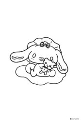 Cinnamoroll Coloring Page with Pacifier and Teddy Bear