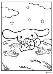 Cinnamoroll Coloring Sheet Holding Cookie in Field