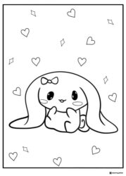 Cinnamoroll Coloring Sheet with Hearts and Bow