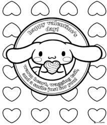 Cinnamoroll Valentines Day Coloring Page with Hearts