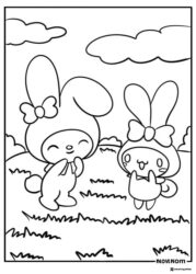 Cinnamoroll and Friends Coloring Page in a Field