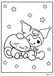 Cinnamoroll and Kuromi Coloring Sheet with Stars