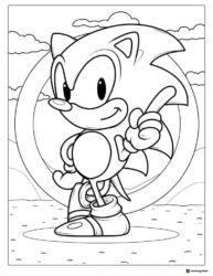 Classic Sonic pointing pose coloring page