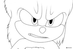 Close up of Angry Sonic Face Coloring Sheet