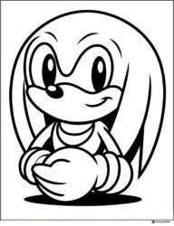 Close up of Knuckles the Echidna Coloring Sheet with Determined Look