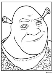 Close up of Shreks smiling face coloring page