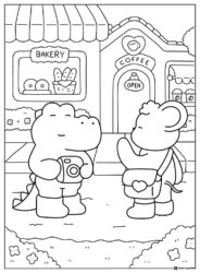 Coco Wyo Coloring Page Animals at a bakery and coffee shop