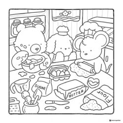 Coco Wyo Coloring Page Animals baking in the kitchen
