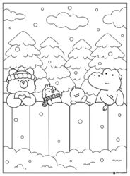 Coco Wyo Coloring Page Animals behind a fence in snow