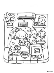 Coco Wyo Coloring Page Animals relaxing in living room