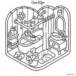 Coco Wyo Coloring Page Bathroom interior with tub