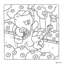 Coco Wyo Coloring Page Bear and bird taking selfie