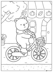 Coco Wyo Coloring Page Bear riding a bicycle