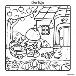 Coco Wyo Coloring Page Bee harvesting pumpkins