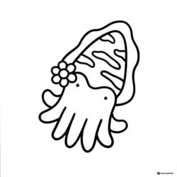 Coco Wyo Coloring Page Cartoon squid with flower