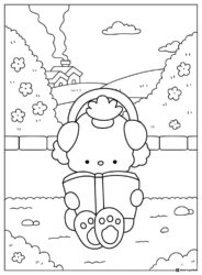 Coco Wyo Coloring Page Dog reading a book outdoors