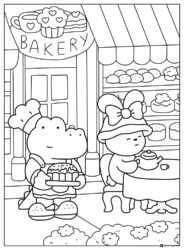 Coco Wyo Coloring Page Dragon and bear at a bakery
