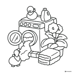 Coco Wyo Coloring Page Ducks doing laundry