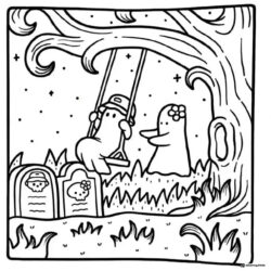 Coco Wyo Coloring Page Ghosts on a swing at night
