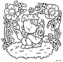 Coco Wyo Coloring Page Monster in a garden