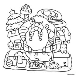 Coco Wyo Coloring Page Santa sweeping with gifts