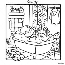 Coco Wyo Coloring Page Skull in bubble bath