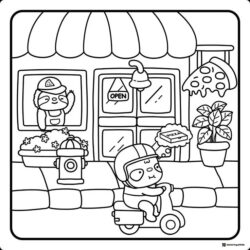 Coco Wyo Coloring Page Sloth delivering pizza