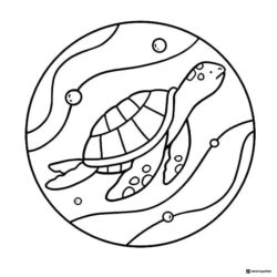 Coco Wyo Coloring Page Turtle swimming in a circle