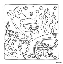 Coco Wyo Coloring Page Underwater treasure hunt