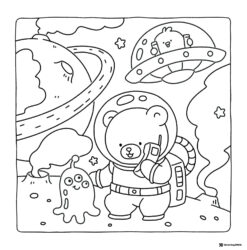 Coco Wyo Coloring Sheet Astronaut bear and alien