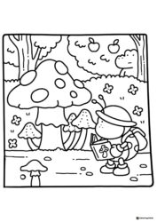 Coco Wyo Coloring Sheet Bug looking at mushrooms
