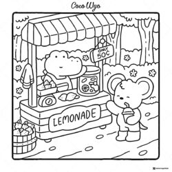 Coco Wyo Coloring Sheet Lemonade stand with frog