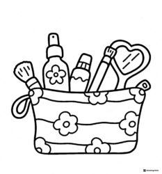 Coco Wyo Coloring Sheet Makeup bag with cosmetics
