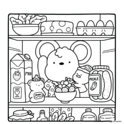 Coco Wyo Coloring Sheet Mouse looking into a fridge
