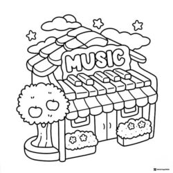 Coco Wyo Coloring Sheet Music store with piano keys