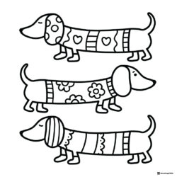 Coco Wyo Coloring Sheet Three dachshunds